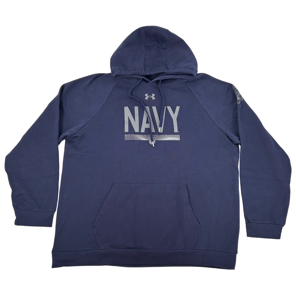 Under Armour Hoodie Men's 2XL Blue Sweatshirt US Navy Silent Service Anchor